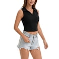 thumbnail image 4 of INSPIRE CHIC Summer Sleeveless Cropped Tank Tops for Women Golf Polo Shirts Collared V Neck Athletic Workout Tops S Black, 4 of 5