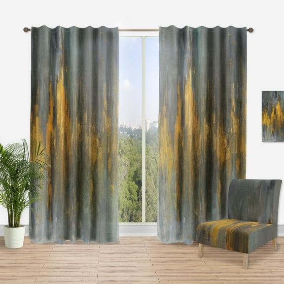 Designart 'Gold and Black Glam Abstract' Modern & Contemporary Curtain Panel