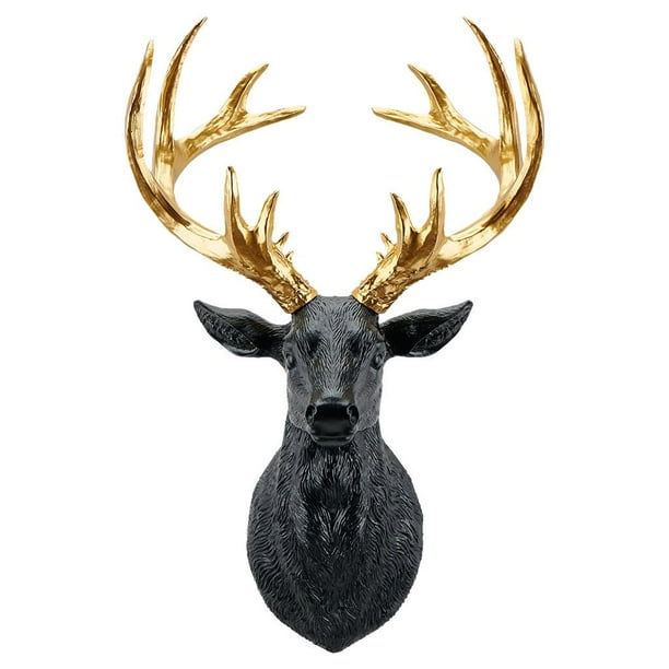 Estatua de Cabeza de Ciervo 3D, Animal de Resina Montado en La Pared para El Hogar, Dormitorio, Habitación, ía, Decoración, Esculturas de Arte, D Baoblaze Estatua de pared de cabeza de ciervo