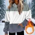 thumbnail image 2 of HAiming Color Block Fleece Hoodie for Women Fuzzy Soft Comfy Casual Long Sleeve Pullover Drawstring Hooded Sweashirt, 2 of 5