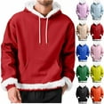 thumbnail image 2 of ZCFZJW Athletic Hoodie Tops for Men Lightweight Fuzzy Trim Casual Fall Long Sleeve Drawstring Hooded Pullover Sweatshrits Trendy Oversized Regular Fit Cozy Outwear with Pockets Red M, 2 of 10