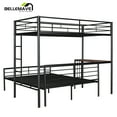 thumbnail image 6 of BELLEMAVE Twin over Full Bunk Bed with Desk, Metal Bunk Bed with Full-Length Guardrail and Ladder, Convertible into a Loft Bed Twin and Full Platform Bed(Black), 6 of 10