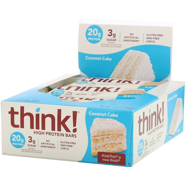 think! High Protein Bars, Coconut Cake, 2.1 oz Bar, 10 Count Walmart