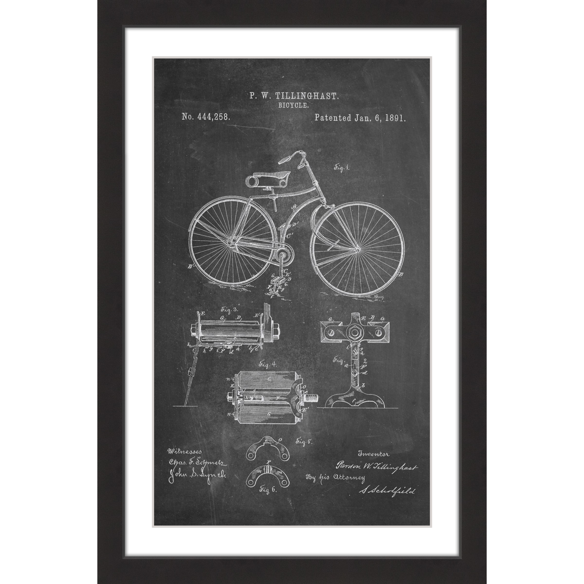 "Bicycle 1891 Chalk" Framed Painting Print