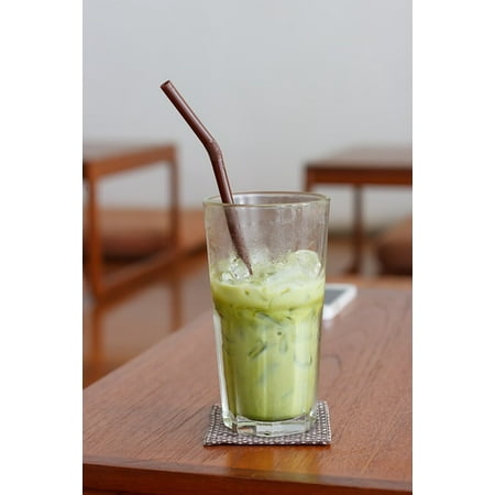 Laminated Poster Matcha Green Tea Table Eat Glass Cup Drink Cold Poster Print 11 x