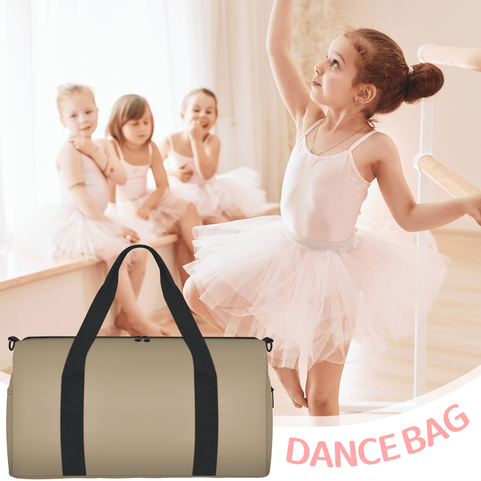 Herdesigns Tan Travel Duffle Bag Sports Yoga Weekender Overnight Carry on Workout Bags Lightweight Waterproof Gym Tote Bag for Women