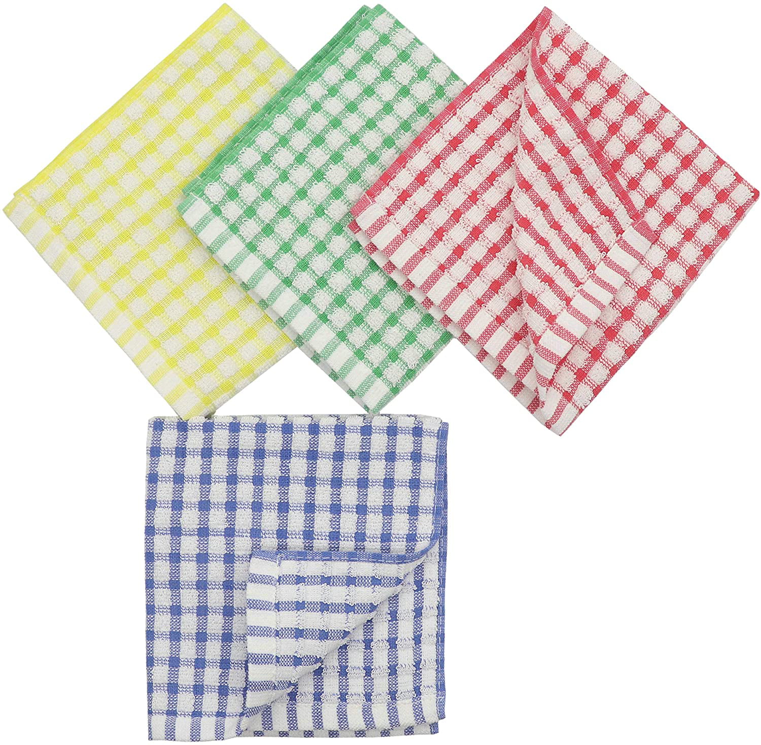 Kitchen Dishcloths 12pcs 11x12 Inches Bulk Cotton Kitchen Dish Cloths Scrubbing Wash Sets (Mix color)