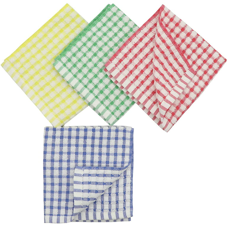 Mordimy 100% Cotton Terry Cloth Dish Cloths, Soft and Absorbent Checkered  Dish Towels, Quick Drying Dish Rags for Washing Dishes, 8 Pack, 12 x 12