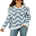 thumbnail image 1 of Pullovers Jacquard Contrasté pour Femmes en Tricot Ample, 1 of 8