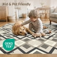 thumbnail image 4 of ODIKA 5'x7' Washable Area Rug Beige Ivory Tessellated Border Frame Crisp Composition Abstract for Guest Room, Lounge, Apartment, Non-Slip Low Profile, Stain Resistant, 4 of 7