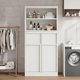 thumbnail image 3 of Yeshouse Armario independiente alto de 130 cm con puertas, dos cajones y estantes, ideal para cocina, comedor, baño, despensa y lavandería, 3 of 7