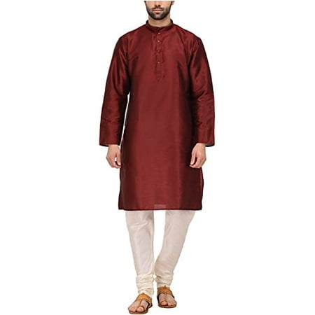 

Royal Kurta Men s Cotton Silk Solid Kurta Churidaar Set (38 Maroon)