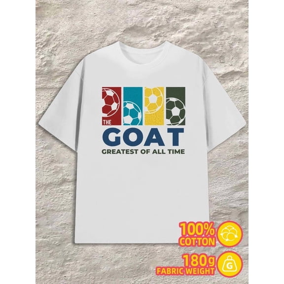 Soccer GOAT T-Shirt mens 180G 100% Cotton white Original Unisex Shirt Graphic tshirts Vintage Unisex Shirt Printed tshirts Casual Unisex Shirt Crewneck tshirts
