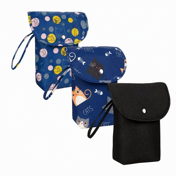 DEFAHN 3Pcs Wet Dry Bag,Reusable Water-Resistant Diaper Bags with Cartoon Print for Baby Cloth Diaper Swimming Travel and Laundry