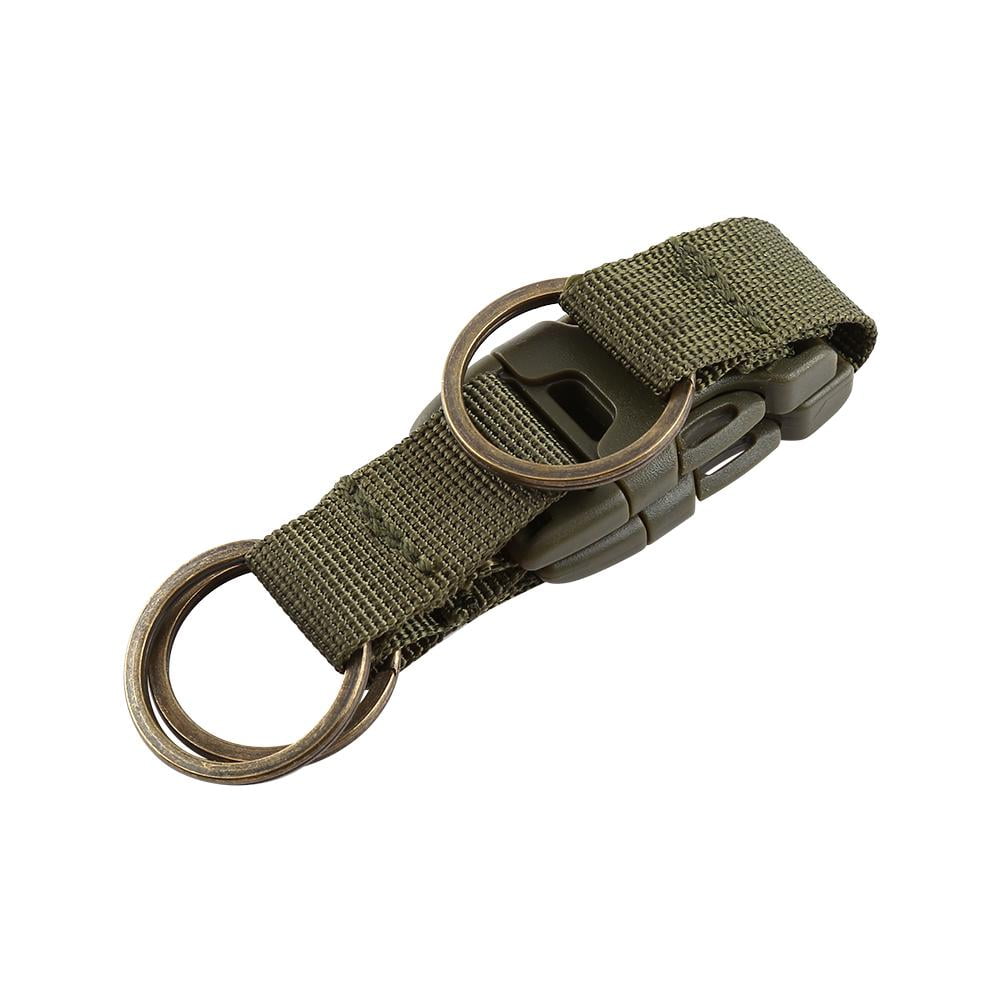 Durable Use Tactical Webbing Belt MOLLE Keychain Quick Release Buckle Key Ring 