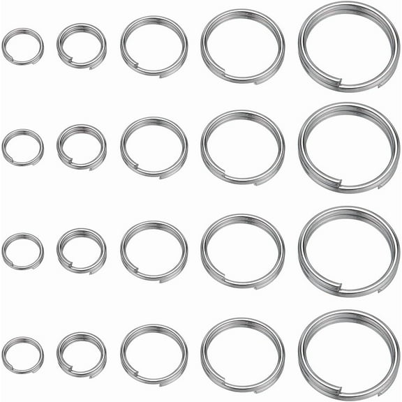1 box 400pcs 5 styles 304 Stainless Steel Split Rings Double Loops Jump Rings Stainless Steel color 5~12x1~2mm Inner Diameter: 3.8~10mm Single Wire: 0.5~1mm 80pcs/style