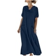 thumbnail image 3 of Taqqpue Maxi Dress for Women Short Sleeve Crew Neck Layered Ruffle Boho Casual Flowy Long Dresses Solid Color T Shirt Dress Beach Vacation A Line Sundress for Women, 3 of 10