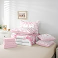 thumbnail image 6 of Castle Fairy Personalized Initial 7-Piece Twin Bedding Sets for Kids,Bowknot Stripes Bedding Comforter Set,Dreamy Princess Breathable Sheet Sets,Breathable Home Decor, 6 of 8