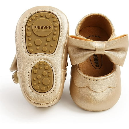 

QWZNDZGR Baby Girls Shoes Soft Sole Mary Jane Flats Princess Dresses Shoes PU Cute Bow Prewalker