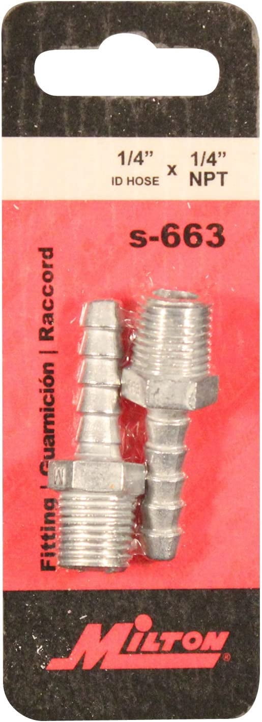 Milton Industries 1/4" M End, 1/4" ID Hose, 2/cd