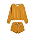 thumbnail image 6 of Ashirexll 2 Piece Sets for Women Solid Color Round Neck Long Sleeve Sweatshirt Top with Elastic Waist Jogger Pants Sporty Set, 6 of 6