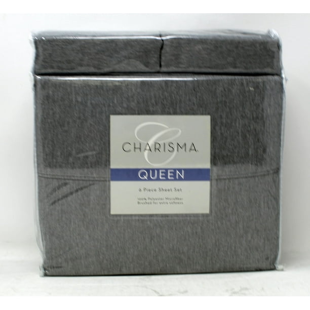 Charisma Queen Grey Heather 6 Piece Sheet Set