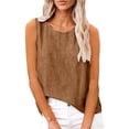 thumbnail image 5 of YOZGXEG Going Out Tops For Women Women Summer Cotton Linen Sleeveless Tank Top Basic Layering Camisole Casual Beach Vacation Shirt Brown S-5Xl, 5 of 8