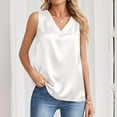 thumbnail image 4 of Womens Silk Satin Tank Tops V Neck Casual Sleeveless Camisole Blouses Summer Basic Tank Shirt 2026 White L, 4 of 6
