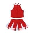 thumbnail image 4 of JanJean Kids Girls Cheer leader Costume Cheerleading Uniform Outfit Shell Tank Top with Pleated Skirt Red&White 10, 4 of 7