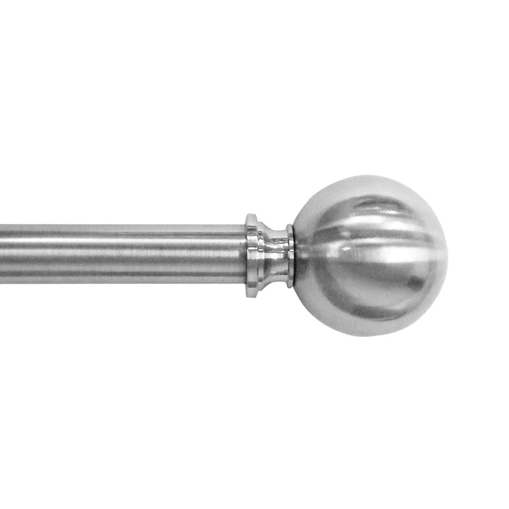 3/4" Drapery Single Curtain Rod Set with Classic Sphere Finials_Brushed Nickel Silver - 66"-120"