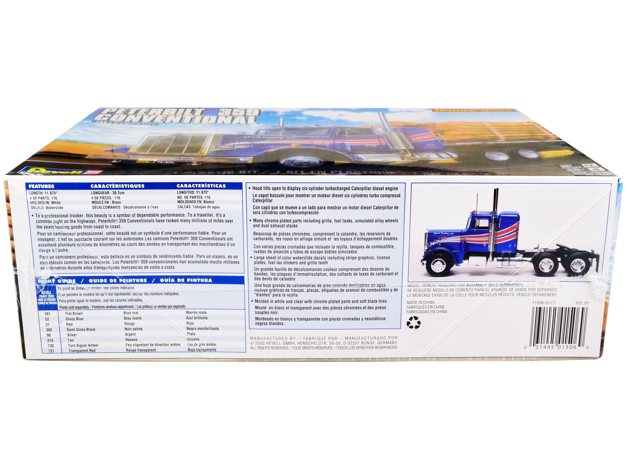 Revell 1/25 Scale Peterbilt 359 Truck Tractor Level 4 Model