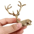 thumbnail image 3 of STRANDCHIC Golden Brass Elk Statue Antique Style Elk Modeling Figurine Desktop Decor, 3 of 8