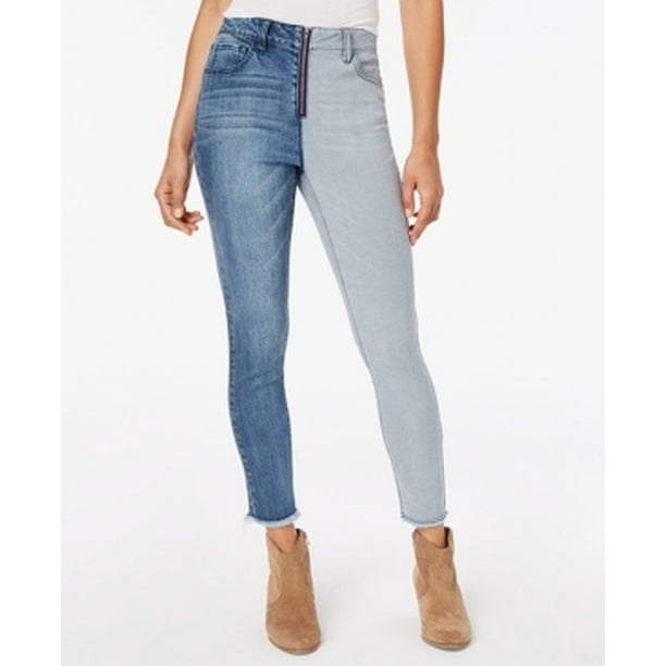Dollhouse Womens Front Zip Frayed Stretch Two Tone Jeans 30 Walmart Com Walmart Com