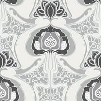 ESTA Home Joaquin Black Art Nouveau Floral Wallpaper, 20.9-in by 33-ft
