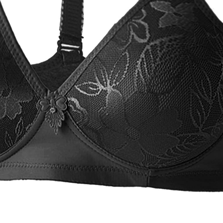 RYRJJ Wireless Push Up Bra for Women Floral Lace Soft Full Cup Seamless  Everyday Bras Adjustable Comfortable Wire Free Bralette(Black,L) 