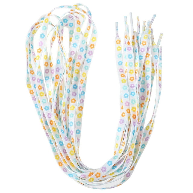 4 Pairs Double Printed Flower Shoelaces Lace-up Shoes Laces Accessory (120cm)