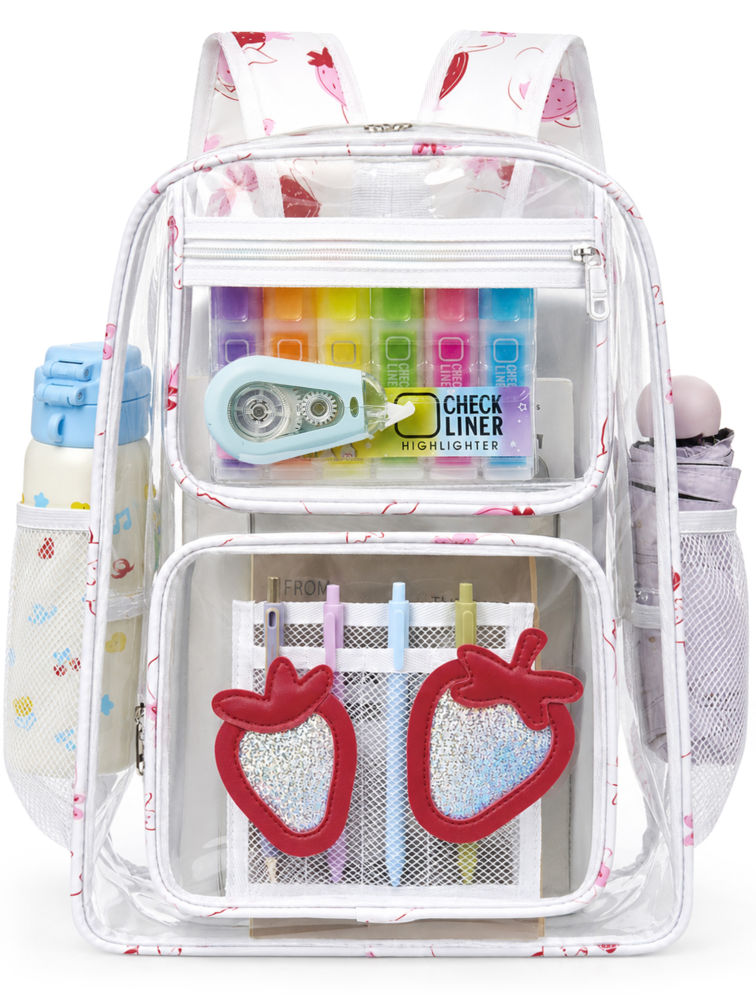 Mochila transparente resistente, aprobada para estadios, escolar, linda, para viajes 8
