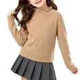 thumbnail image 2 of Husipze Ruffle Mock Neck Sweater for Girl Solid Long Sleeve Ribbed Knit Casual Pullover Fall Winter Warm Basic Layering Jumper Tops Beige 9-10 Years, 2 of 7