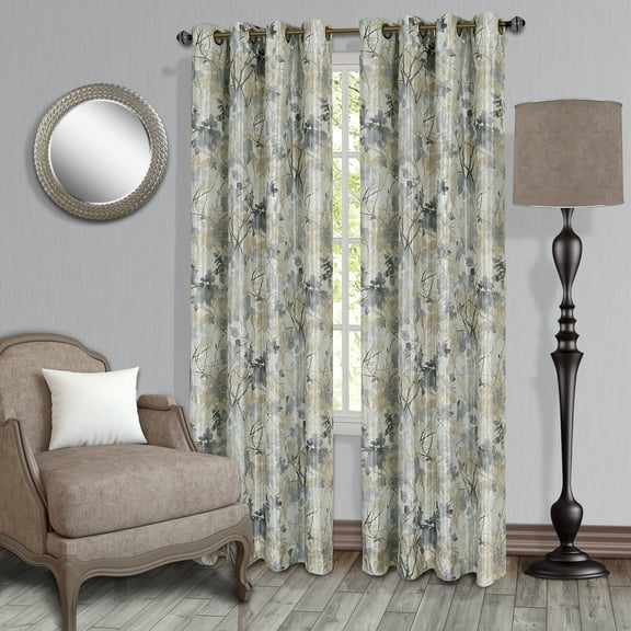 Achim Tranquil - Lined Grommet Window Curtain Panel, Silver, 50x84