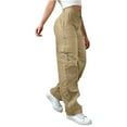 thumbnail image 4 of Bovemsi Cargo Pants Women Daily Elastic Waist Pockets Straight Solid Color Casual Loose Long Trousers Work Pants, 4 of 8