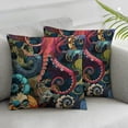 thumbnail image 3 of Wuche VARON Square Pillow Cover Cartoon Fun Colored Octopus tentacle Pattern Pillow Cover Decorative Home, Bedroom, Sofa Pillow Cover, Various Sizes, Set of 2 White, 3 of 7