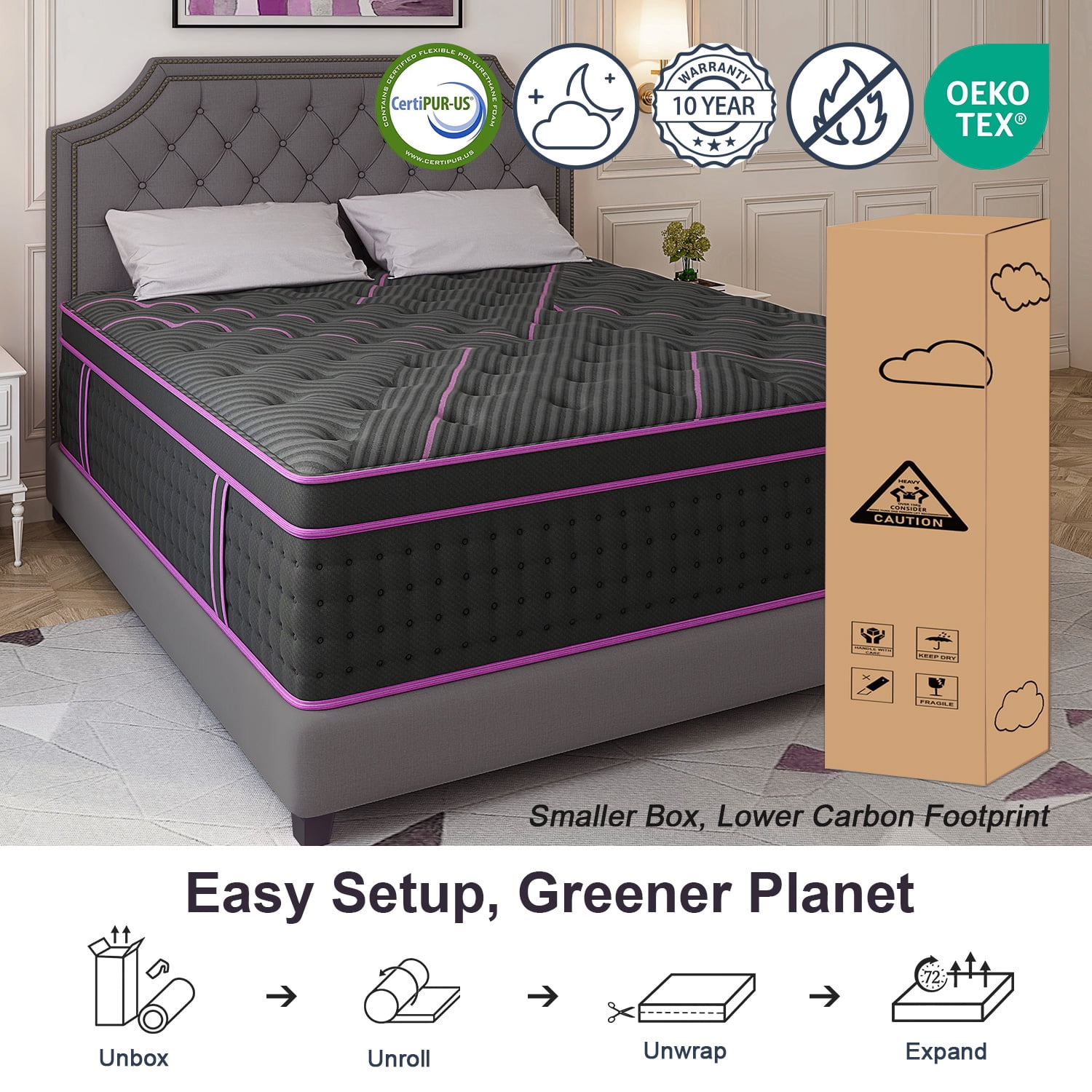 Skyhedon King Size Mattress 12inch Hybrid Mattress Medium Firm Gel Memory Foam Pocket Innerspring For Pressure Relief Motion Isolation,Adult