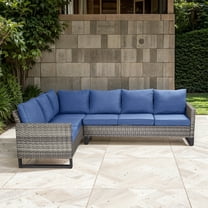 Gymojoy Outdoor 3 Piece Rattan Patio Furniture Set ,Conversation 6-Seat Sectional Sofa with Cushion