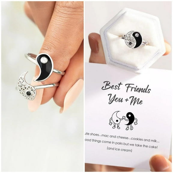 Fashion Rings for Women To My Best Friend You and Me Silver Rings Double Color Ring Sets Wedding Band Rings for Women Rings Geometry Rings Size 6 10