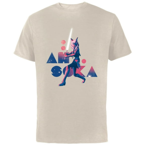 Star Wars The Clone Wars Ahsoka Tano Pink Galaxy - Short Sleeve Cotton T-Shirt for Adults - Customized-Natural
