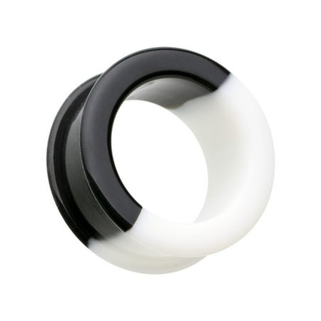 

Two Tone Black & White Flexible Silicone Double Flared Ear Gauge Tunnel Plug