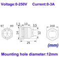 thumbnail image 3 of 4 Uds botón pulsador momentáneo resistente al agua botón pulsador de acero inoxidable encendido apagado 12mm 2A 12V / 24V / 125V / 250V (cabeza arriba) Xemadio YQ-2134, 3 of 7