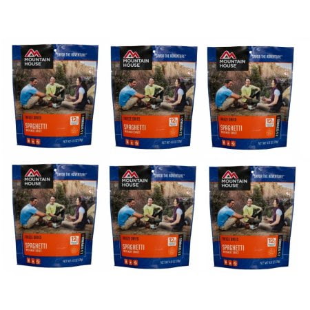 - Mountain House Freeze Dried 6 Food Pouches - Spaghetti with Meat Sauce