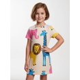 thumbnail image 2 of Kids Charming Short Sleeve Dress Regular-Fit Round Neck Play Dress for Girls Young Girls Age 5-13 Pockets, 2 of 6