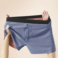 thumbnail image 2 of IWRICH Men' Ice Silk Briefs Striped Boxer Briefs Short Breathable Underwear Plus Size Loose Underpants Blue L, 2 of 3